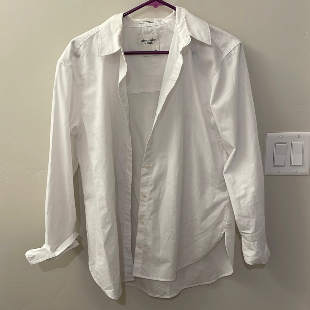 white oversized button up